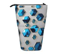 YQxwJL Blue Hexagons And Diamonds Print Zippered Pencil Pouch Organizers Telescopic Pencil Bag Pen Holder Stationery Case For Office