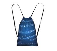 YQxwJL Blue Musical Notes Print Drawstring Backpack Foldable Drawstring Bag Large Capacity Gym Bag Track Bag For Women Men
