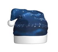 YQxwJL Blue Musical Notes Print Santa Hat, Christmas Hats Adult, Xmas Holiday Hats For Women Men, Cozy Holiday Party Headwear