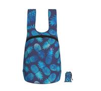YQxwJL Blue Pineapple Print Ultra Light Foldable Daypack, Collapsible Portable Rucksack Outdoor Backpack For Daily Shopping