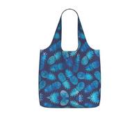 YQxwJL Blue Pineapple Print Ultralight Foldable Tote With Drawstring, Reusable Grocery And Travel Bag Packable Collapsible