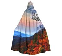 YQxwJL Blue Ridge Mountains Print Carnival Cape Robe Cloak, Sorcerer Hooded Cloak, For Adults Halloween Cosplay Costumes