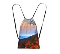 YQxwJL Blue Ridge Mountains Print Drawstring Backpack Foldable Drawstring Bag Large Capacity Gym Bag Track Bag For Women Men