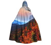 YQxwJL Blue Ridge Mountains print Halloween Hooded Robe Cloak for Adult Men Women Wizard Vampire Knight Fancy Cape Costume