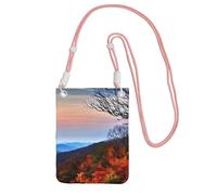YQxwJL Blue Ridge Mountains Print Sling Bag For Men Women, Casual Mini Phone Purses, Anti-Theft Phone Bag, For Hiking Travel, Pink, One Size