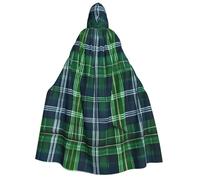 YQxwJL Blue Scottish Tartan print Halloween Hooded Robe Cloak for Adult Men Women Wizard Vampire Knight Fancy Cape Costume