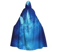 YQxwJL Blue Starry Butterfly Galaxy Print Full Length Hooded Robe Cloak Long Cape Cosplay for Christmas carnival Party Costumes