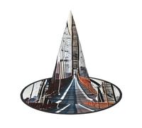 YQxwJL Brooklyn Bridge Print Halloween Witch Hat Head Headwear Decoration Witch Hat Cosplay Party Props For Women-2pcs