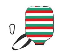 YQxwJL Bulgarian Flag Print Neoprene Pickleball Paddle Cover, Zipper Protective Sleeve With Mesh Pocket And Carabiner