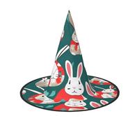 YQxwJL Bunny Rabbits Print Halloween Witch Hat Head Headwear Decoration Witch Hat Cosplay Party Props For Women-2pcs