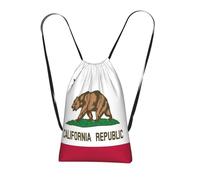 YQxwJL California State Flag Print Drawstring Backpack Bags, String Backpack Cinch Sack Bags For Trip Beach For Daily Use