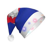 YQxwJL Cambodia Flag Print Hat Light Up Christmas Felt Elf Hat Led Hats Adults For Women Men, Great Holiday Gift