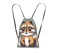 YQxwJL Cartoon Cute Raccoon Print Drawstring Backpack Foldable Drawstring Bag Large Capacity Gym Bag Track Bag For Women Men
