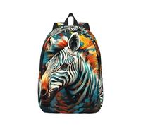 YQxwJL Cartoon Dinosaur Print Canvas Laptop Backpack Outdoor Casual Travel Bag Bookbag for Men Women, Abstract Animal Zebra, M