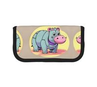 YQxwJL Cartoon Hippo Print Canvas Fountain Pen Pouch Stylish Pen Case Organizer Bag Makeup Bags,For Everyday Travel