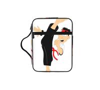 YQxwJL Cartoon Karate Print Bible Bag Pencil Case with Pen Slots Waterproof Cosmetic Bag Durable Phone Bag Tote Bag Handbag