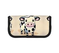 YQxwJL Cartoon Milk Cow Print Canvas Fountain Pen Pouch Stylish Pen Case Organizer Bag Makeup Bags,For Everyday Travel