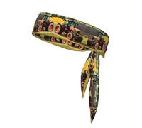 YQxwJL Company Farm Tractors Print Head Tie Headbands For Men Women, Adjustable Bandana Sweatbands Hair Wrap Bands For Sports