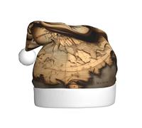 YQxwJL Compass And Old World Map Print Santa Hat, Christmas Hats Adult, Xmas Holiday Hats For Women Men, Cozy Holiday Party Headwear