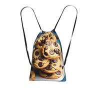 YQxwJL Cookies Food Chocolate Chips Biscuits Print Drawstring Backpack Foldable Drawstring Bag Large Capacity Gym Bag Track Bag For Women Men