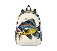 YQxwJL Costa Rica Flag Canvas Backpack Laptop Backpack Outdoor Casual Travel Bag Book Backpack for Men Women, Yellow Fly Fish, M