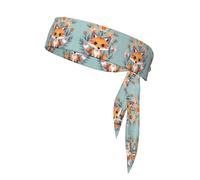 YQxwJL Cute Animal Fox Flowers Print Head Tie Headbands For Men Women, Adjustable Bandana Sweatbands Hair Wrap Bands For Sports