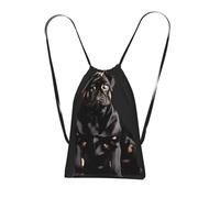 YQxwJL Cute Black Pug Dog-Standard-Scale-2_00x Print Drawstring Backpack Foldable Drawstring Bag Large Capacity Gym Bag Track Bag For Women Men