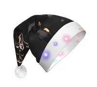 YQxwJL Cute Black Pug Dog-Standard-Scale-2_00x Print Hat Light Up Christmas Felt Elf Hat Led Hats Adults For Women Men, Great Holiday Gift