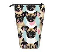 YQxwJL Cute Chihuahua Pug Print Zippered Pencil Pouch Organizers Telescopic Pencil Bag Pen Holder Stationery Case For Office
