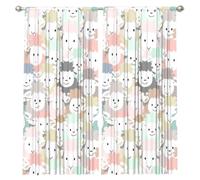 YQxwJL Cute Colorful Sheep Cartoon Pattern Print 2 Piece Home Curtains Thermal Window Curtains For Bedroom Living Room Dormitory 52x84in