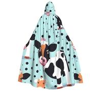 YQxwJL Cute Cow Polka Dot print Halloween Hooded Robe Cloak for Adult Men Women Wizard Vampire Knight Fancy Cape Costume