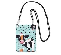 YQxwJL Cute Cow Polka Dot Print Sling Bag For Men Women, Casual Mini Phone Purses, Anti-Theft Phone Bag, For Hiking Travel, Black, One Size