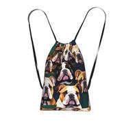 YQxwJL Cute English Bulldog Print Drawstring Backpack Foldable Drawstring Bag Large Capacity Gym Bag Track Bag For Women Men