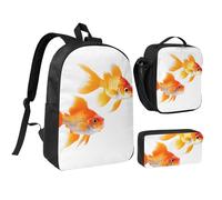 YQxwJL Cute goldfishes print 3 Piece Backpack Bags with Lunch Box Pencil Case Set for Travel Work Camping Unisex