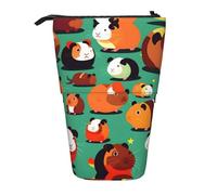 YQxwJL Cute Guinea Pigs Print Zippered Pencil Pouch Organizers Telescopic Pencil Bag Pen Holder Stationery Case For Office