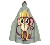 YQxwJL Cute Monkey Print Carnival Cape Robe Cloak, Sorcerer Hooded Cloak, For Adults Halloween Cosplay Costumes