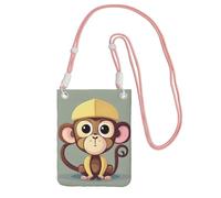 YQxwJL Cute Monkey Print Sling Bag For Men Women, Casual Mini Phone Purses, Anti-Theft Phone Bag, For Hiking Travel, Pink, One Size