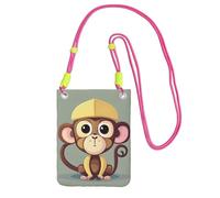 YQxwJL Cute Monkey Print Sling Bag For Men Women, Casual Mini Phone Purses, Anti-Theft Phone Bag, For Hiking Travel, Fuchusia, One Size