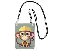 YQxwJL Cute Monkey Print Sling Bag For Men Women, Casual Mini Phone Purses, Anti-Theft Phone Bag, For Hiking Travel, Black, One Size