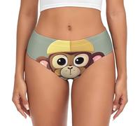 YQxwJL Cute Monkey Print Womens High Waist Underwear Soft Underwear Super Stretchy Briefs Full Coverage Panties, Black, XL