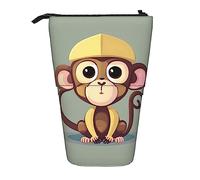 YQxwJL Cute Monkey Print Zippered Pencil Pouch Organizers Telescopic Pencil Bag Pen Holder Stationery Case For Office