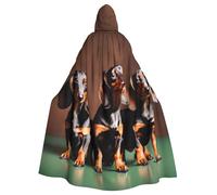 YQxwJL Dachshund Weiner Dog Print Carnival Cape Robe Cloak, Sorcerer Hooded Cloak, For Adults Halloween Cosplay Costumes