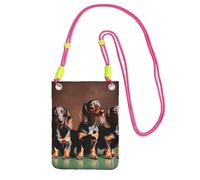 YQxwJL Dachshund Weiner Dog Print Sling Bag For Men Women, Casual Mini Phone Purses, Anti-Theft Phone Bag, For Hiking Travel, Fuchusia, One Size
