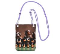 YQxwJL Dachshund Weiner Dog Print Sling Bag For Men Women, Casual Mini Phone Purses, Anti-Theft Phone Bag, For Hiking Travel, Purple, One Size