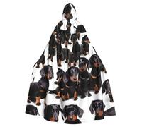 YQxwJL Dachshund Weiner Pet Dog Print Carnival Cape Robe Cloak, Sorcerer Hooded Cloak, For Adults Halloween Cosplay Costumes