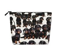 YQxwJL Dachshund Weiner Pet Dog print Cosmetic Bag, Makeup Bag Organizer with Zipper Cute Make Up Pouches Travel Szie Toiletry Bag, Black, One Size