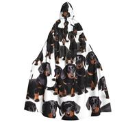 YQxwJL Dachshund Weiner Pet Dog print Halloween Hooded Robe Cloak for Adult Men Women Wizard Vampire Knight Fancy Cape Costume