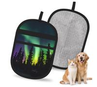 YQxwJL Dark Northern Lights Print Print Electrostatic Pet Hair Remover Glove, Reusable Dog Cat Fur Removal for Couch and Bedding
