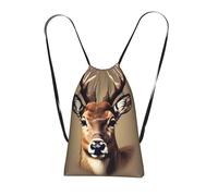 YQxwJL Deer Head Printing Print Drawstring Backpack Foldable Drawstring Bag Large Capacity Gym Bag Track Bag For Women Men