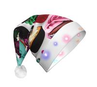 YQxwJL Delicious Cupcakes Print Hat Light Up Christmas Felt Elf Hat Led Hats Adults For Women Men, Great Holiday Gift